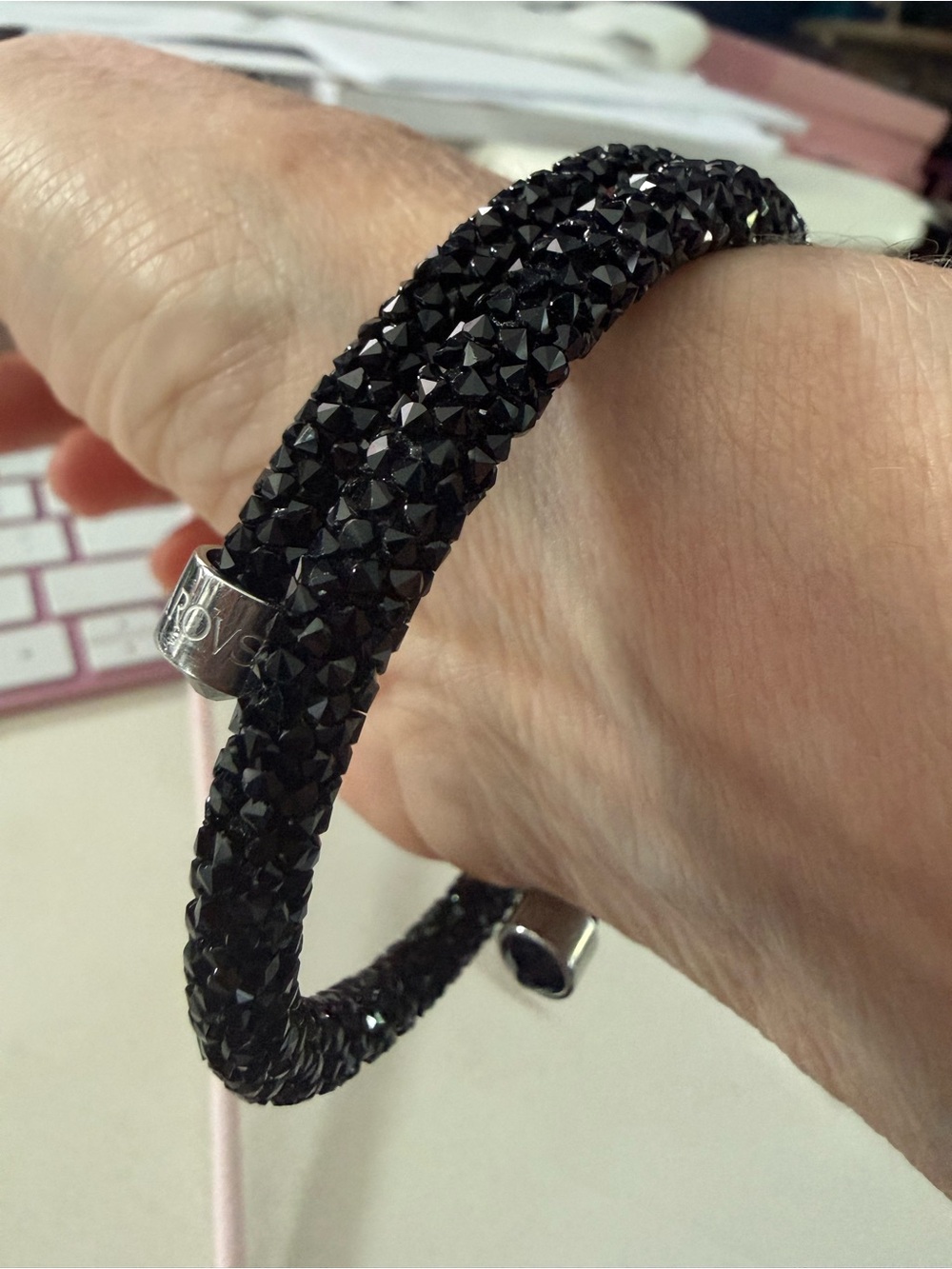 Swarovski Black Crystal Pavé Wrap Bracelet - Women Jewelry